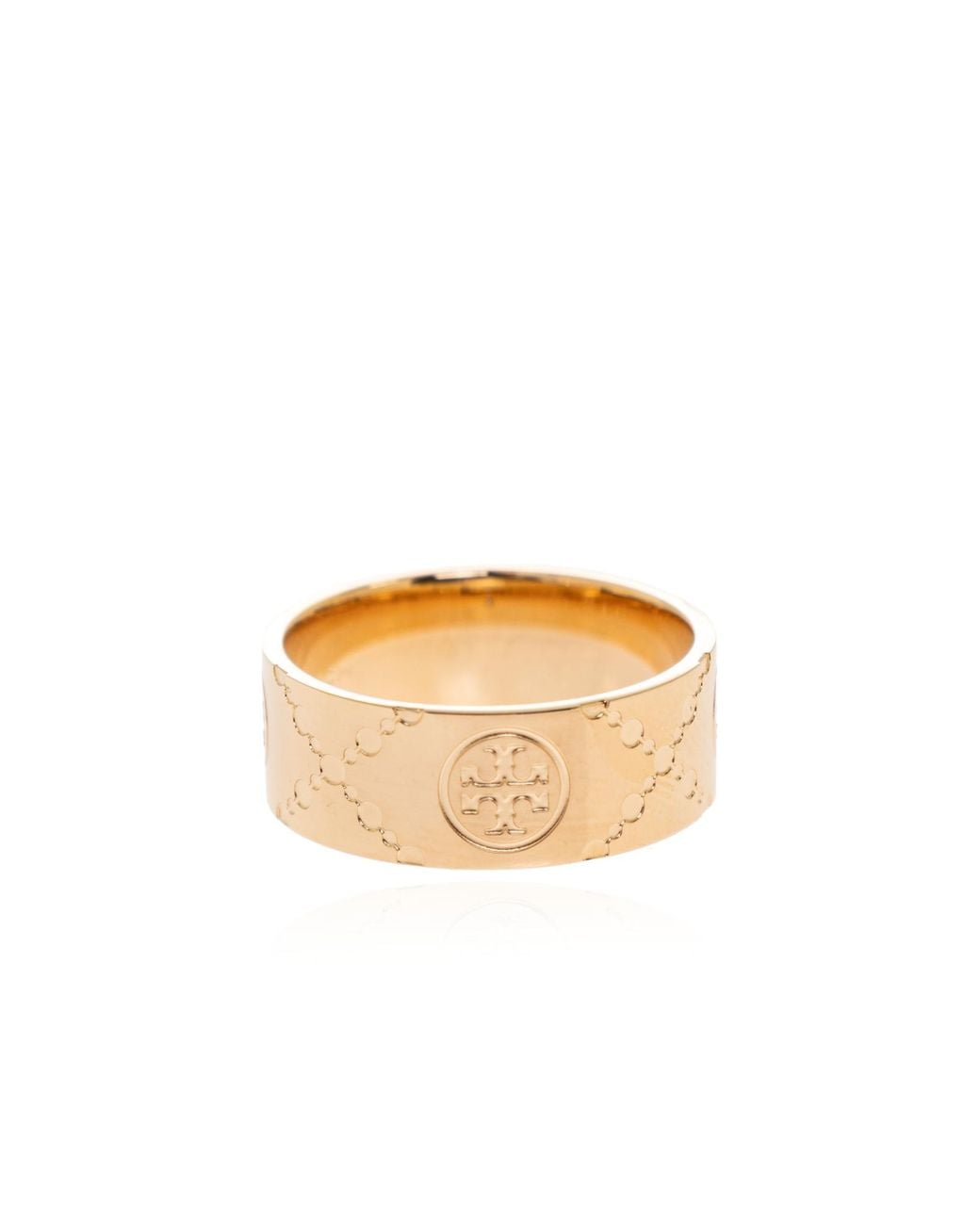 Tory Burch Black Ring With Engraved Logo