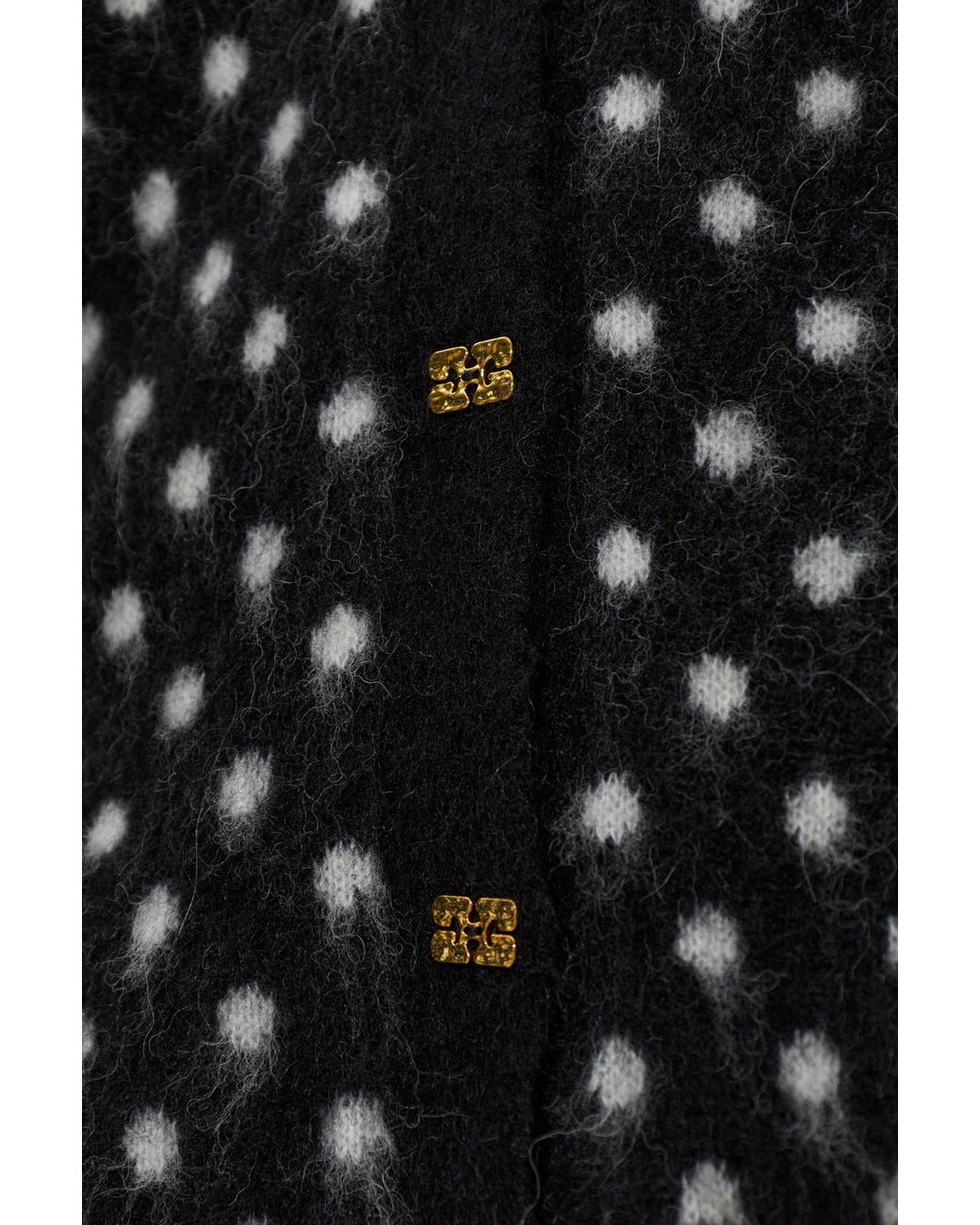 Ganni Black Polka Dot Patterned Cardigan