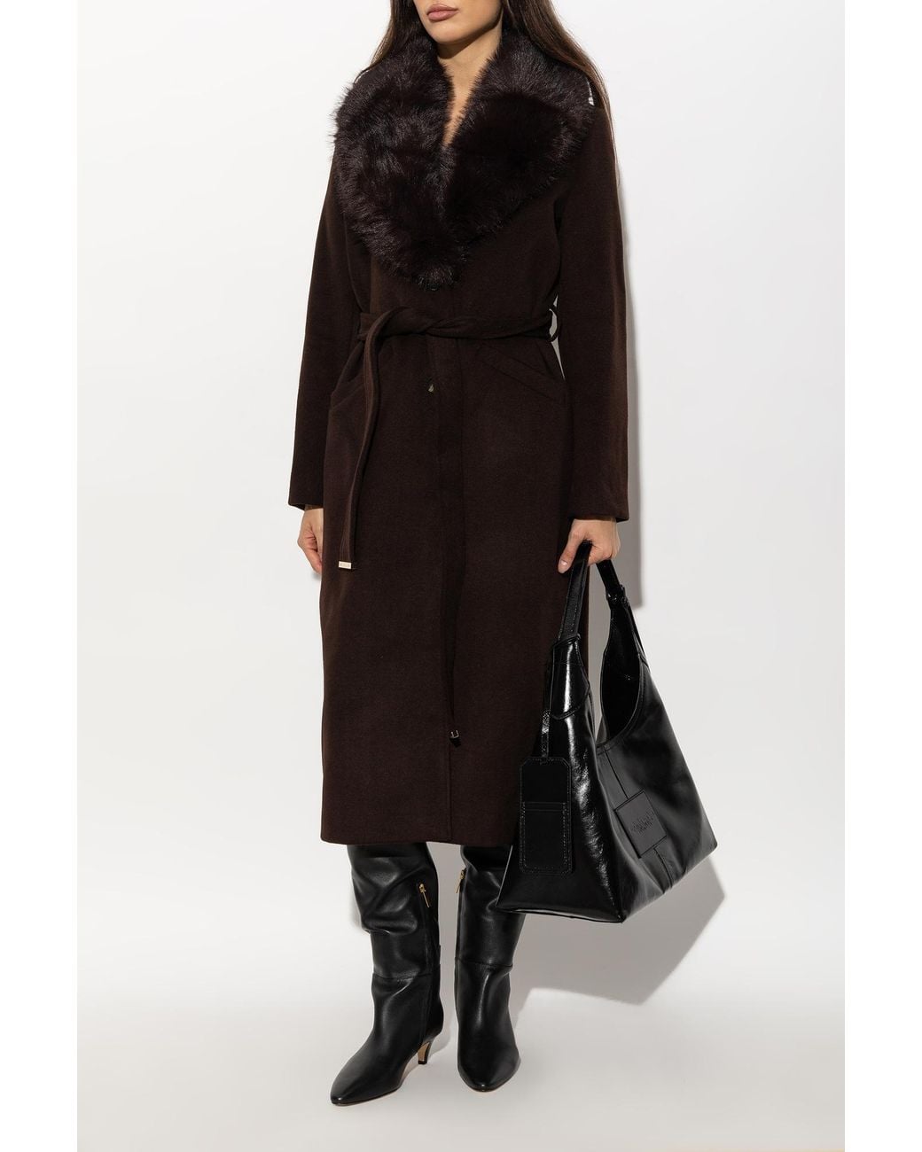 MICHAEL Michael Kors Black Fur-Trimmed Coat