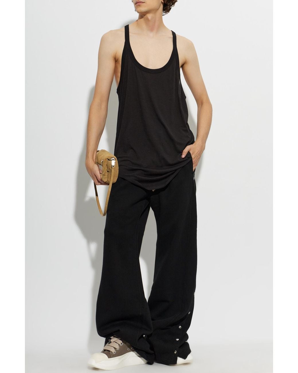 Rick Owens Black Wide-Leg Sweatpants for men