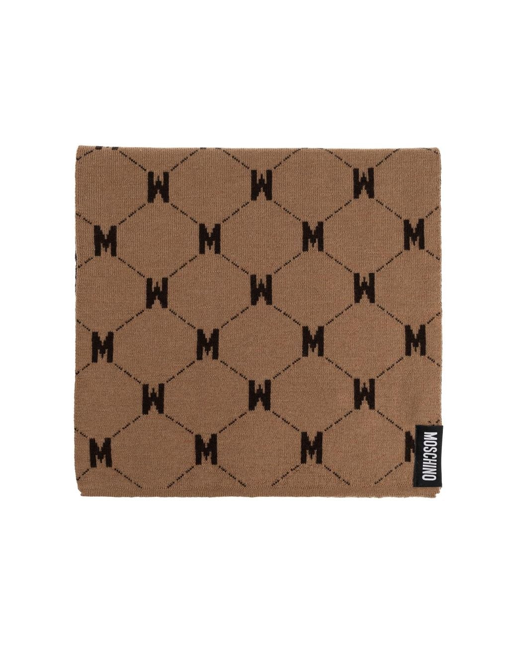 Moschino Brown Wool Scarf With Monogram