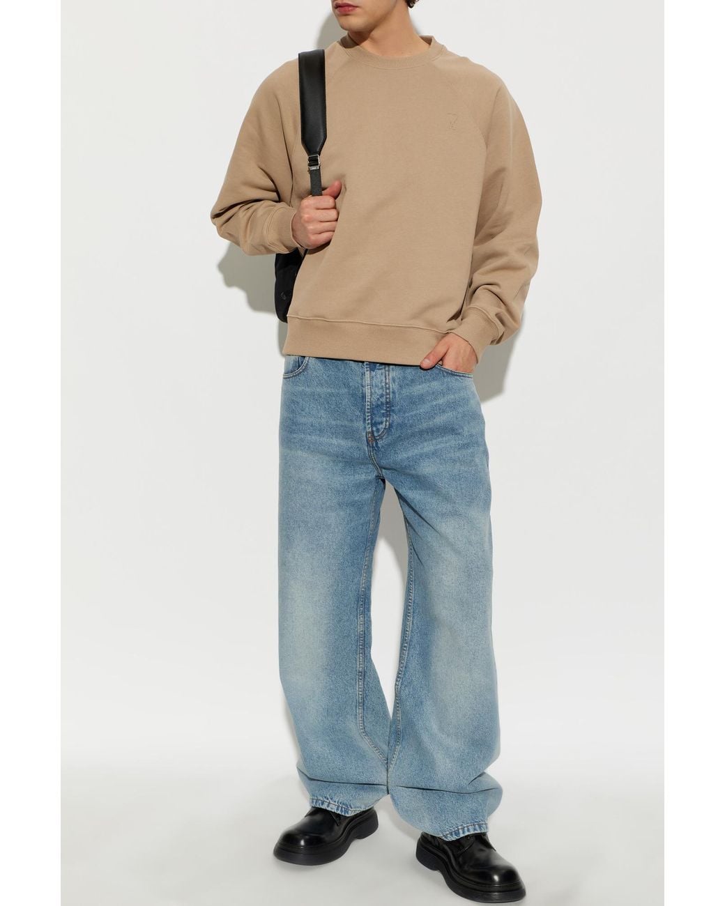 AMI Natural Cotton Crewneck Sweatshirt for men