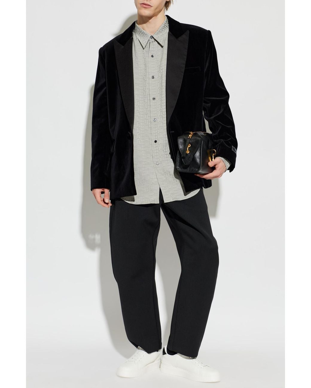 Balmain White Shirt With Monogram for men