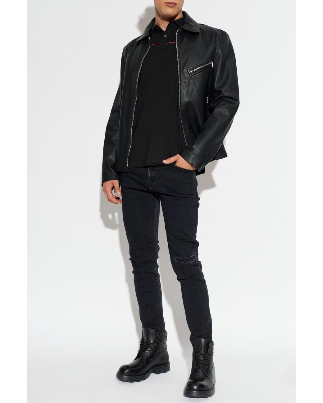 DIESEL Black Polo "T-Rejust-Piping" for men