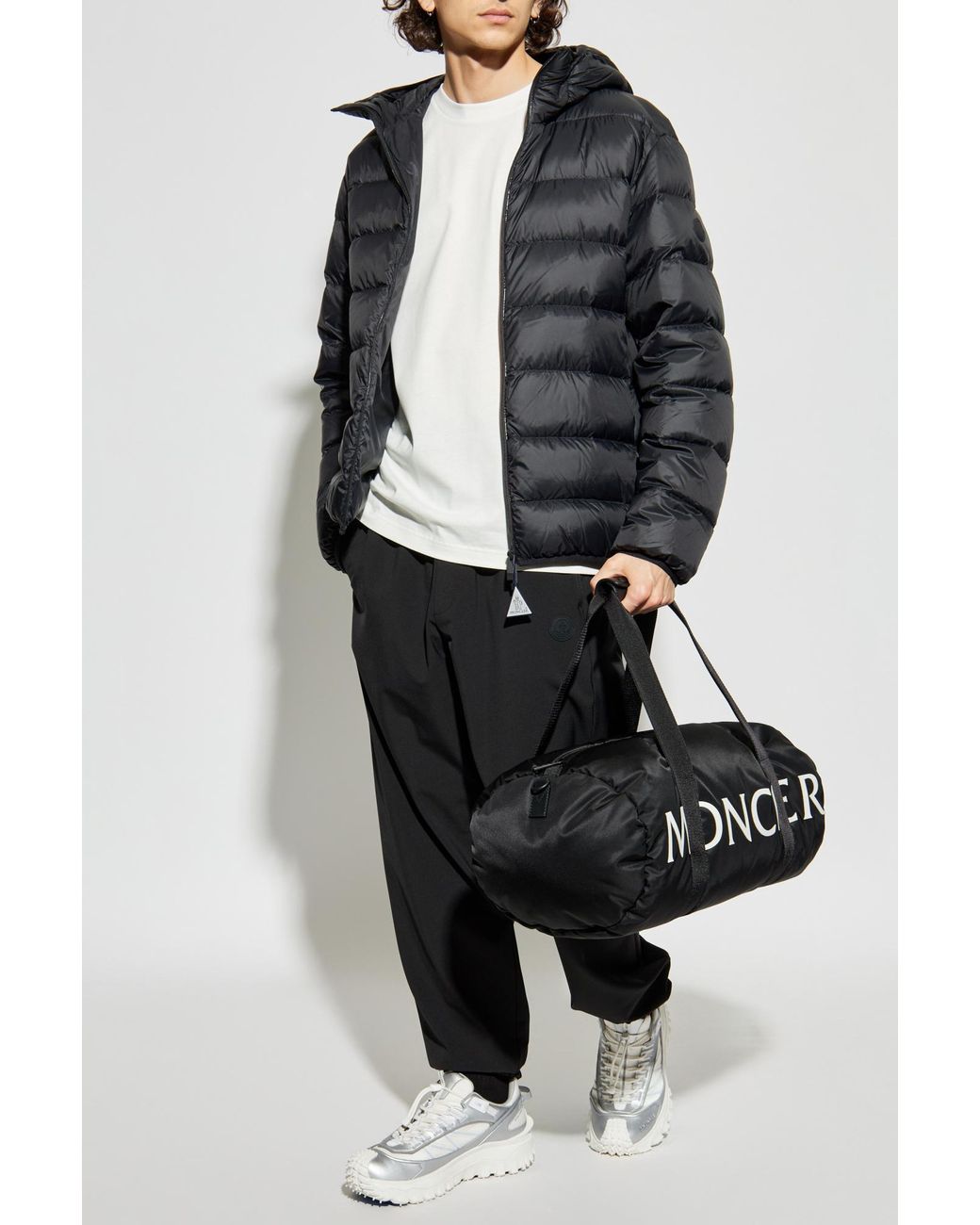 Moncler Black Trousers With Logo for men