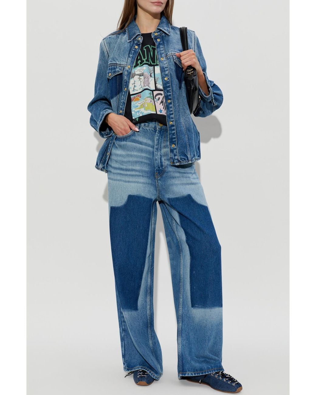 Ganni Blue Wide-Leg Jeans