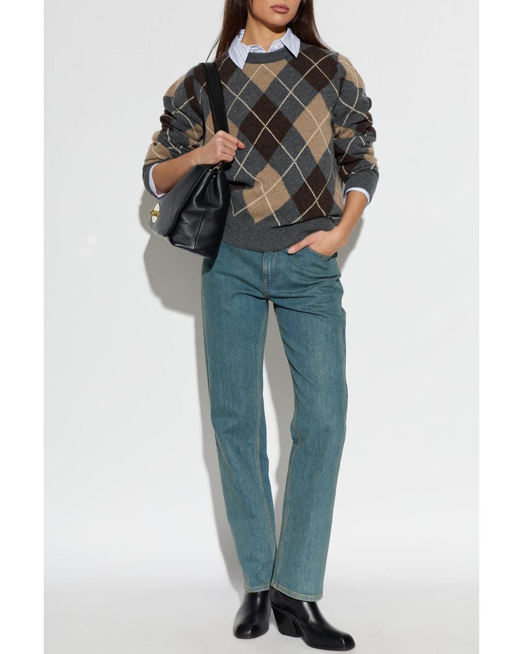 &Daughter Black Wool Sweater 'Ava Argyle'