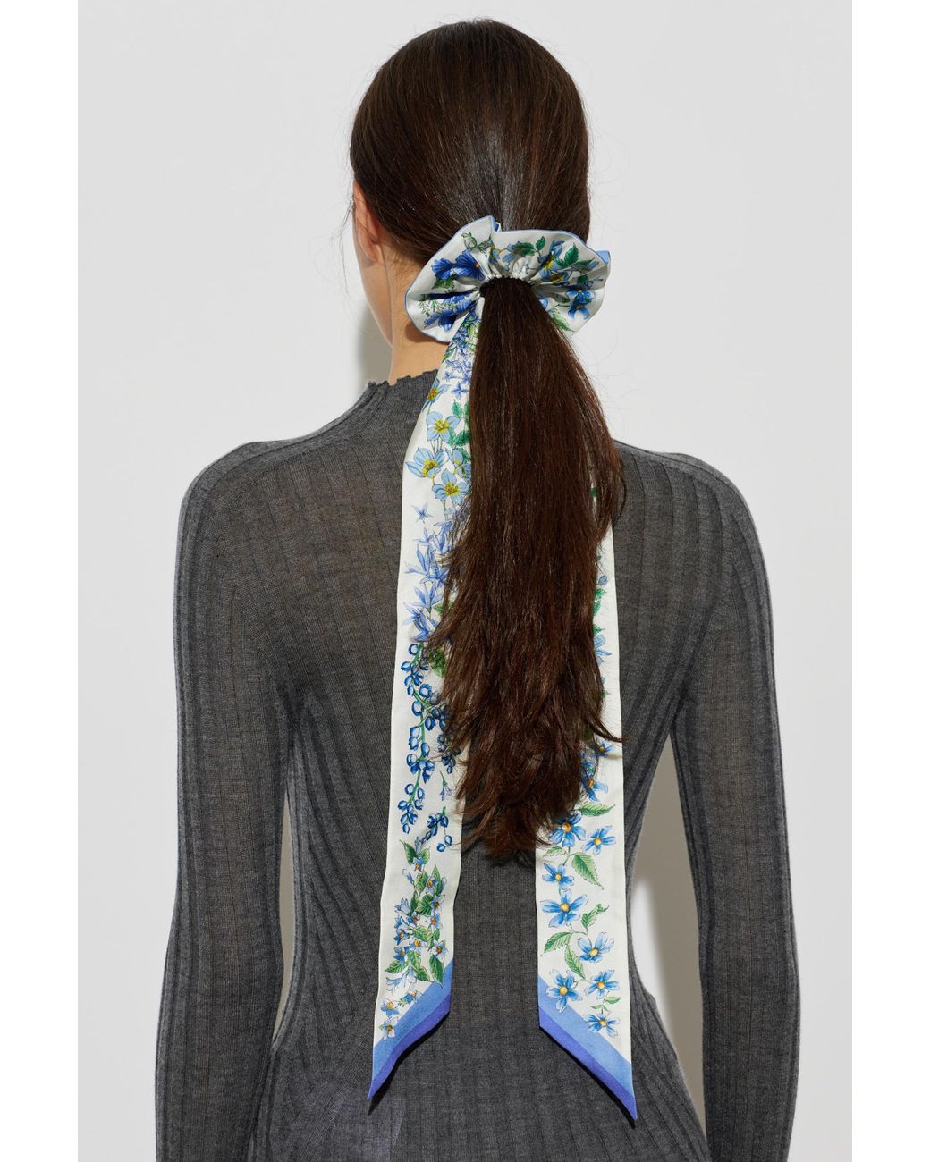Ferragamo Blue Silk Hair Scrunchie