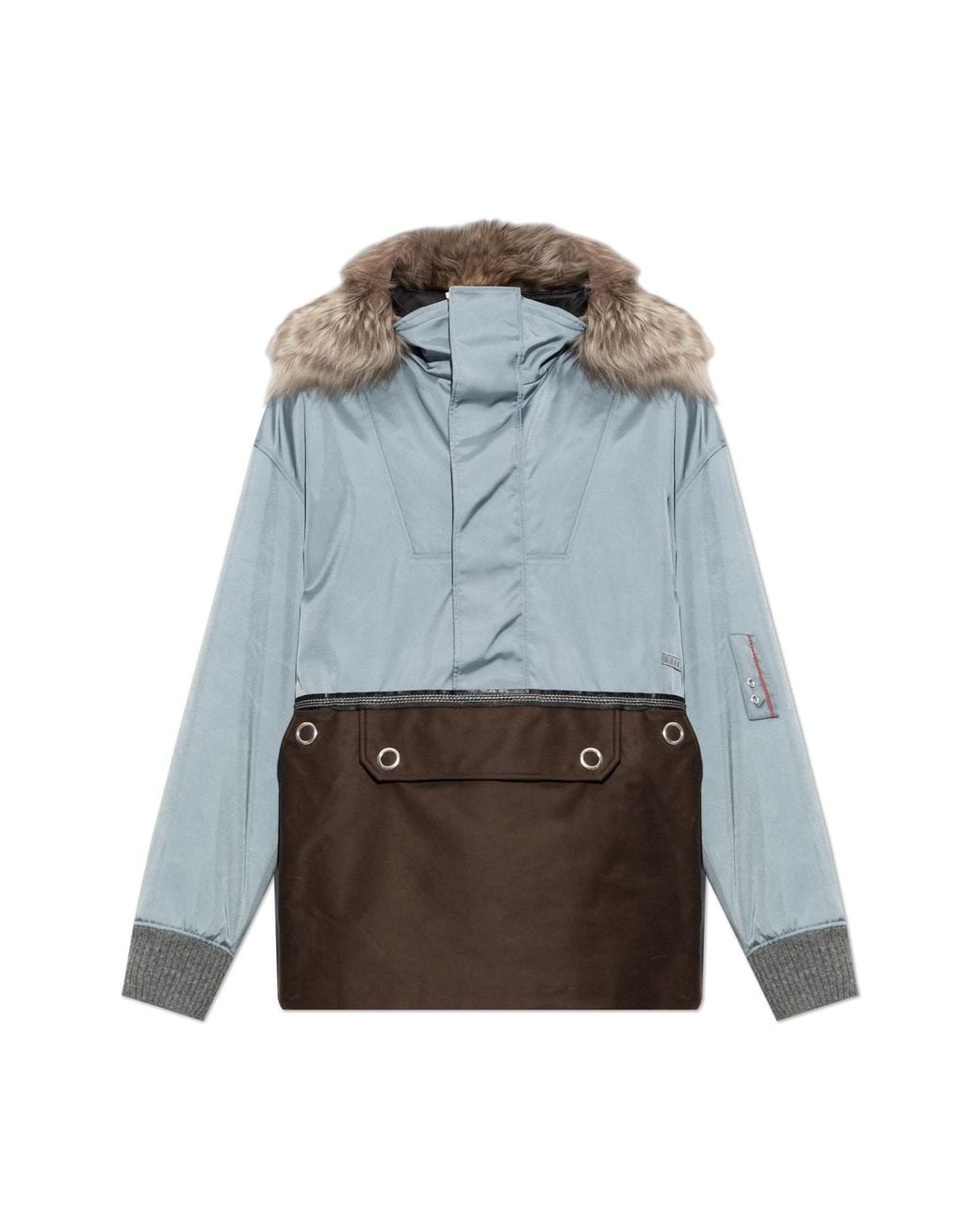 Marni Gray Jacket With A Removable Fur Collar for men
