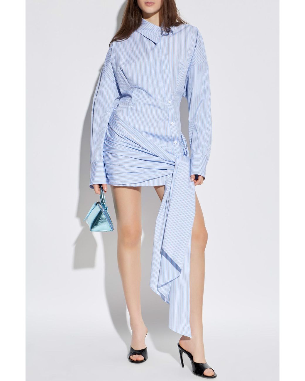 The Attico Blue Dress With Striped Pattern