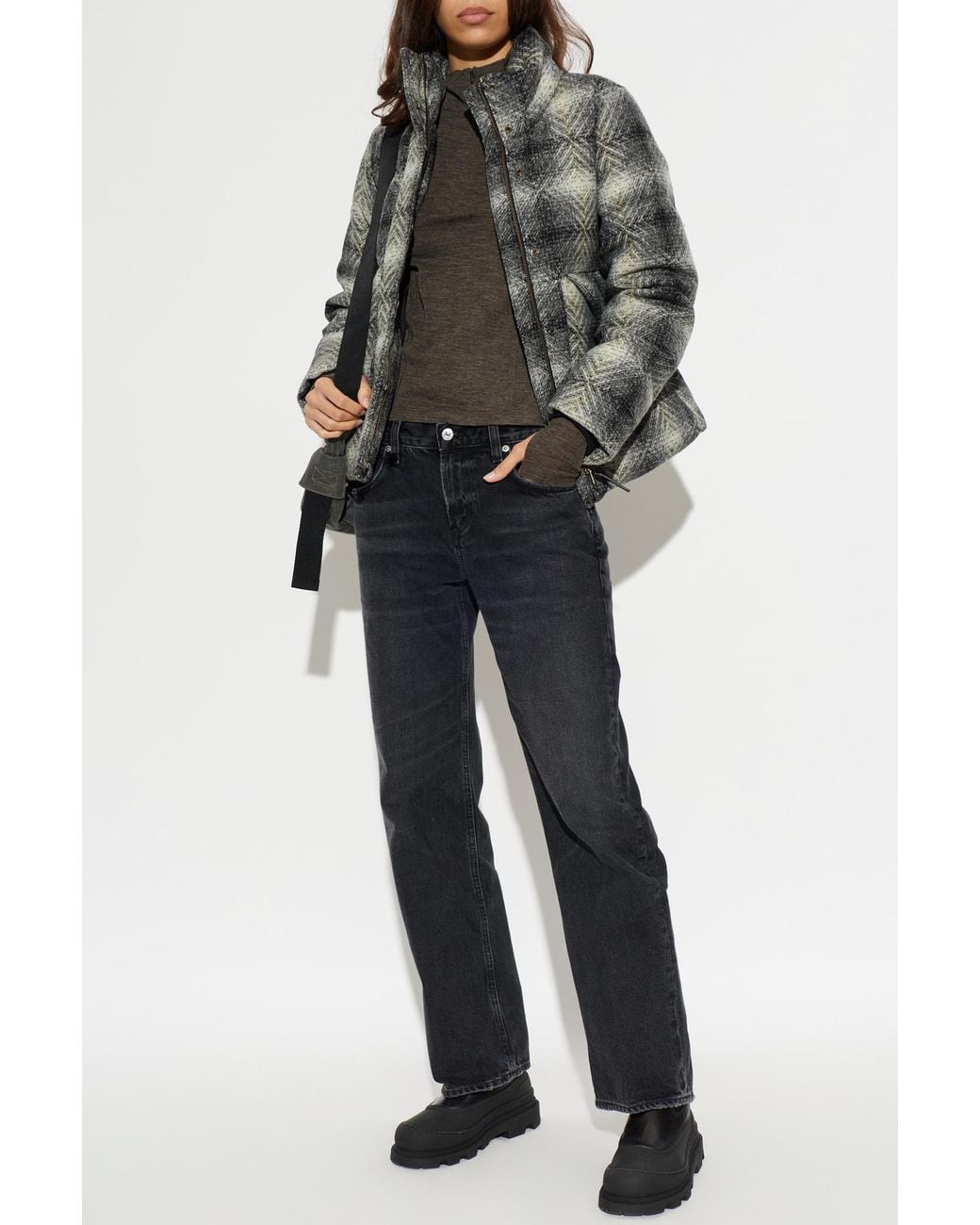 Woolrich Gray Down Jacket With Stand Collar