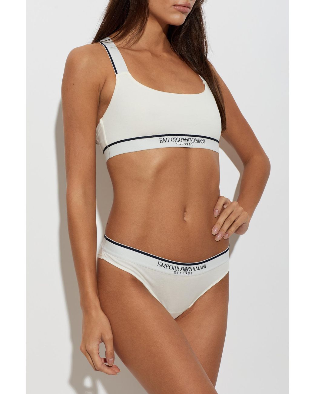 Emporio Armani White Lingerie Set: Top And Briefs