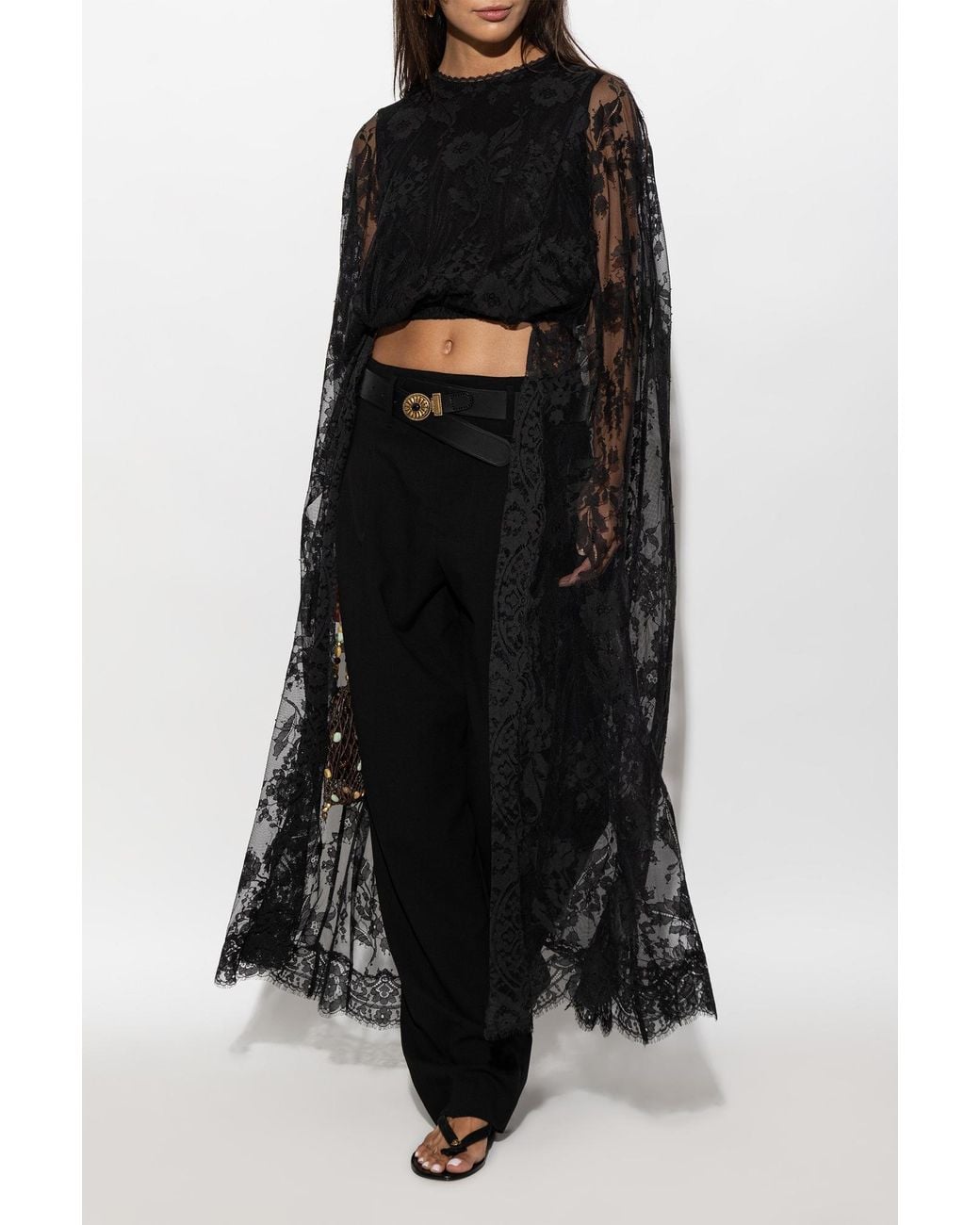 Zimmermann Black Lace Top With Asymmetric Cut