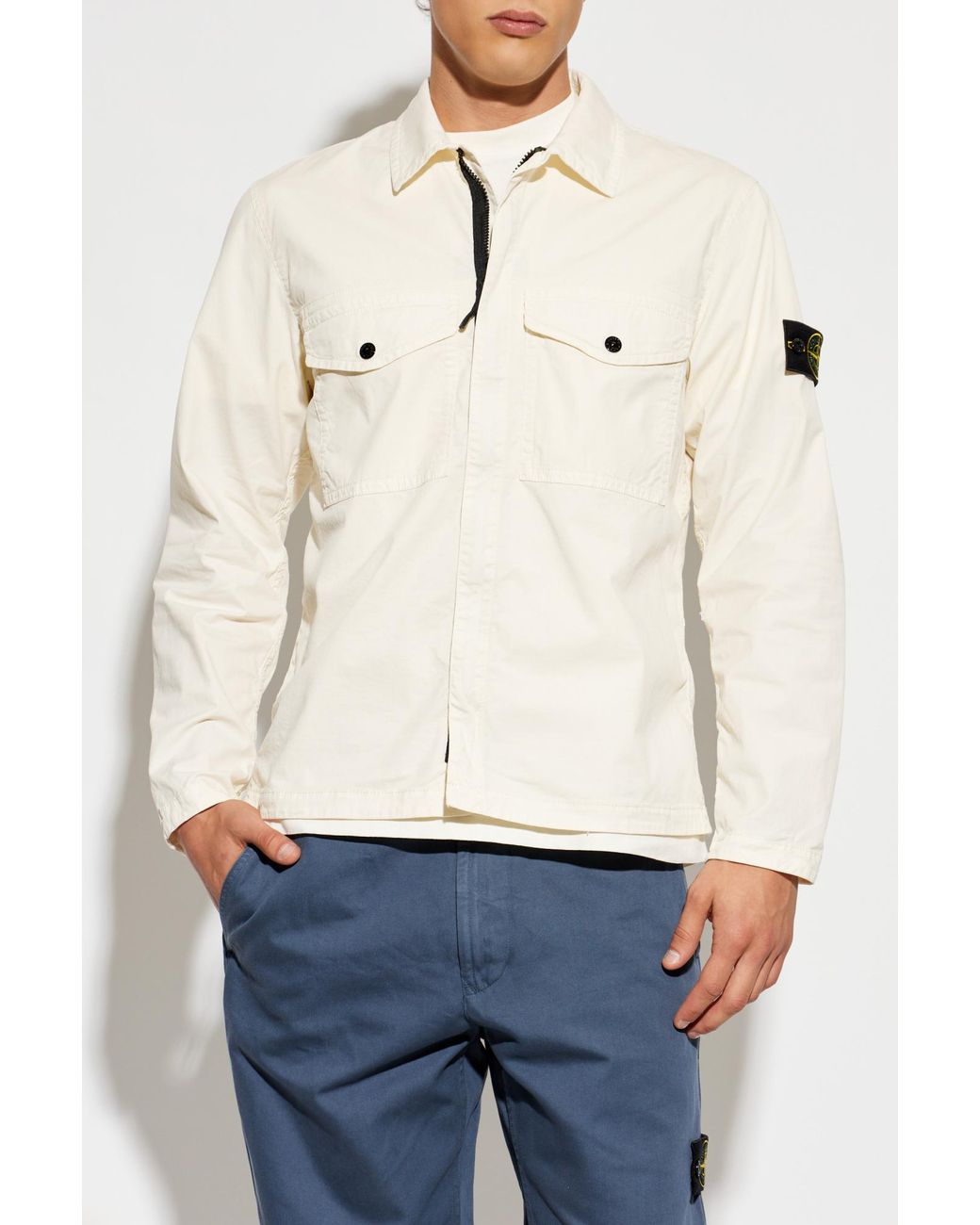 Stone Island Natural Jacket With Logo Patch for men