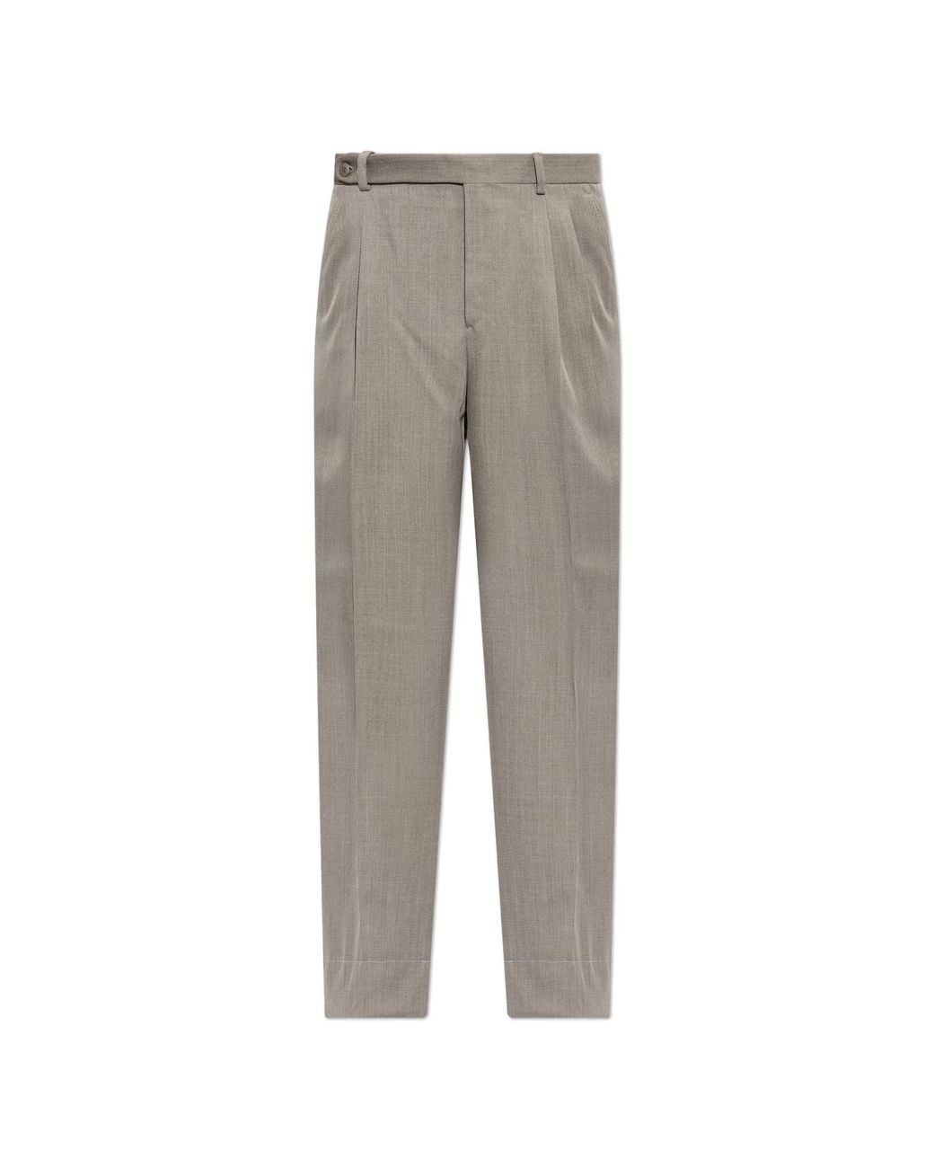 Brioni Gray Wool Pleated Trousers for men