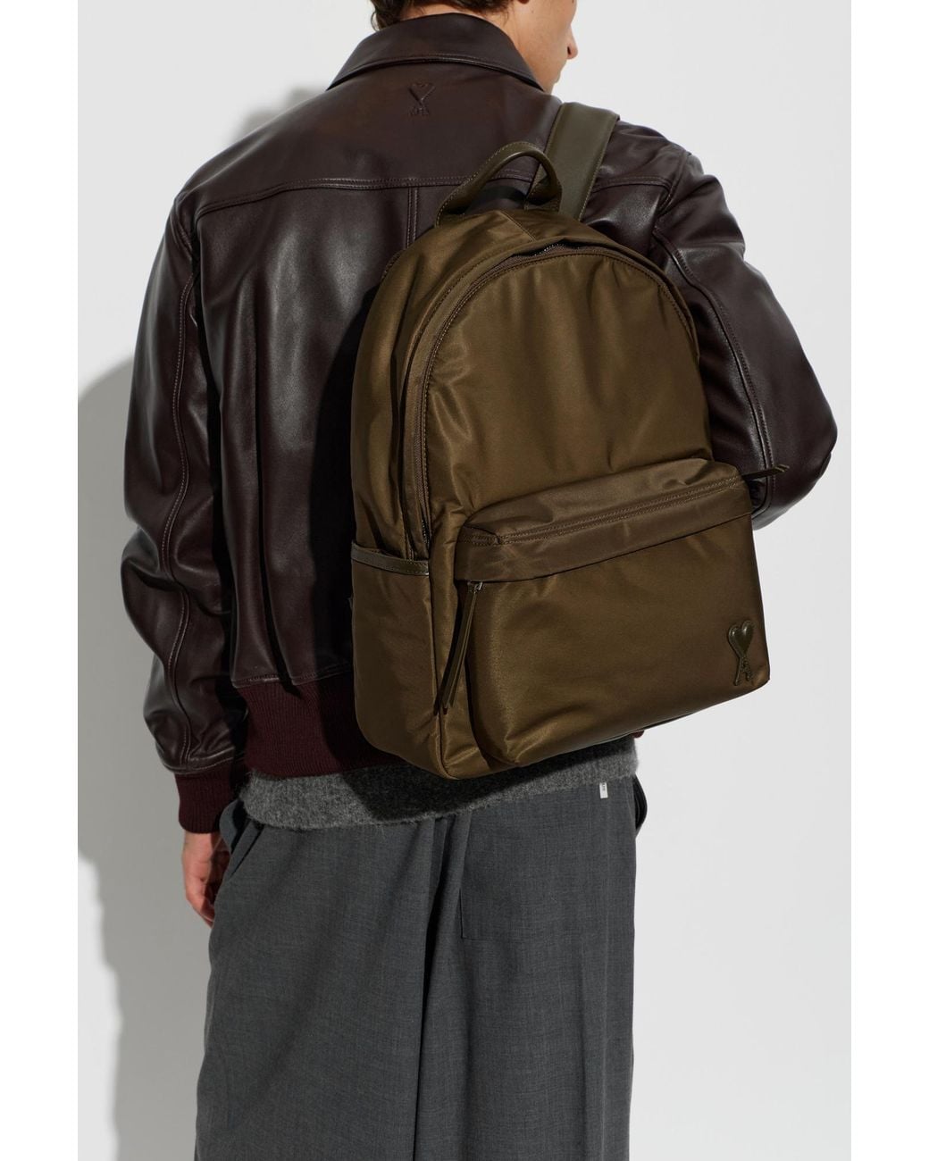 AMI Brown Logo Backpack