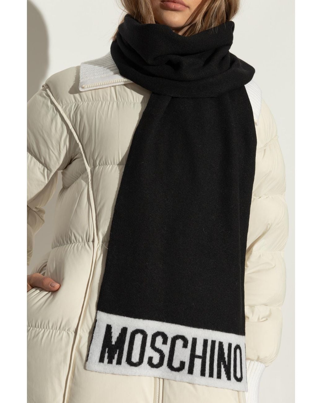 Moschino Black Scarf With Logo