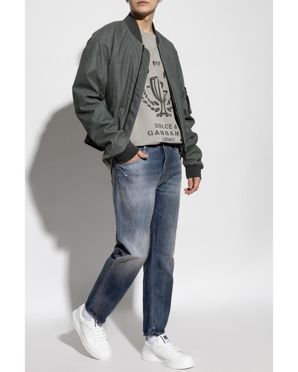 Dolce & Gabbana Gray Linen Jacket for men