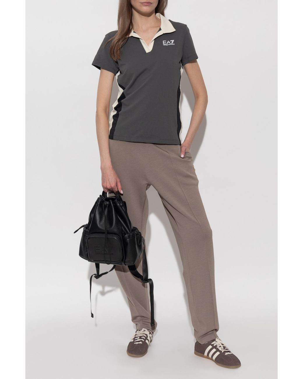 EA7 Black Polo With Printed Logo