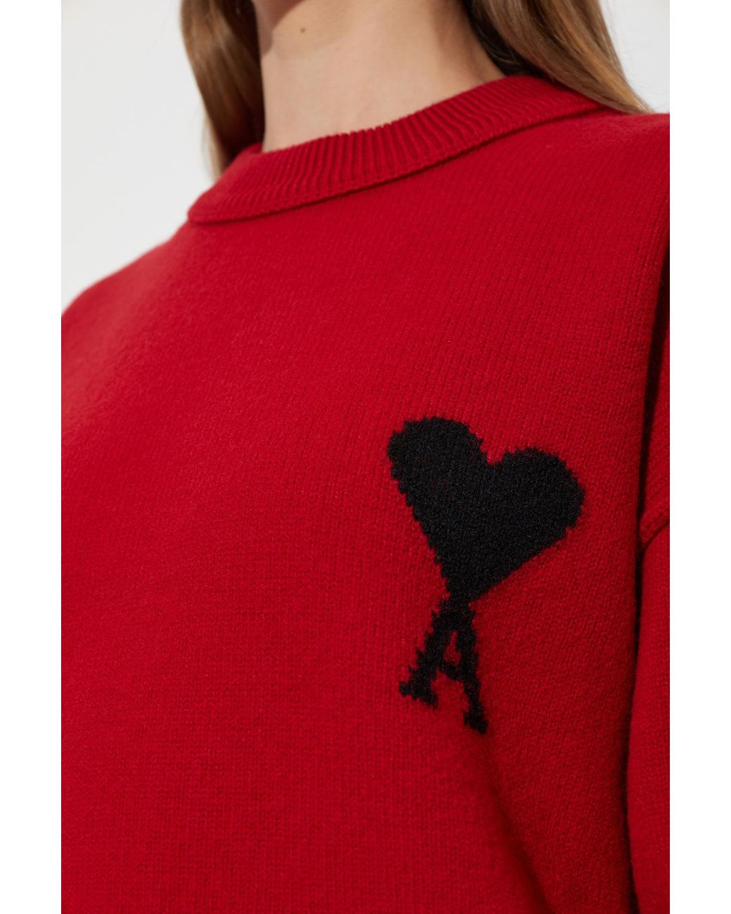 AMI Red Wool Sweater With A Crew Neck