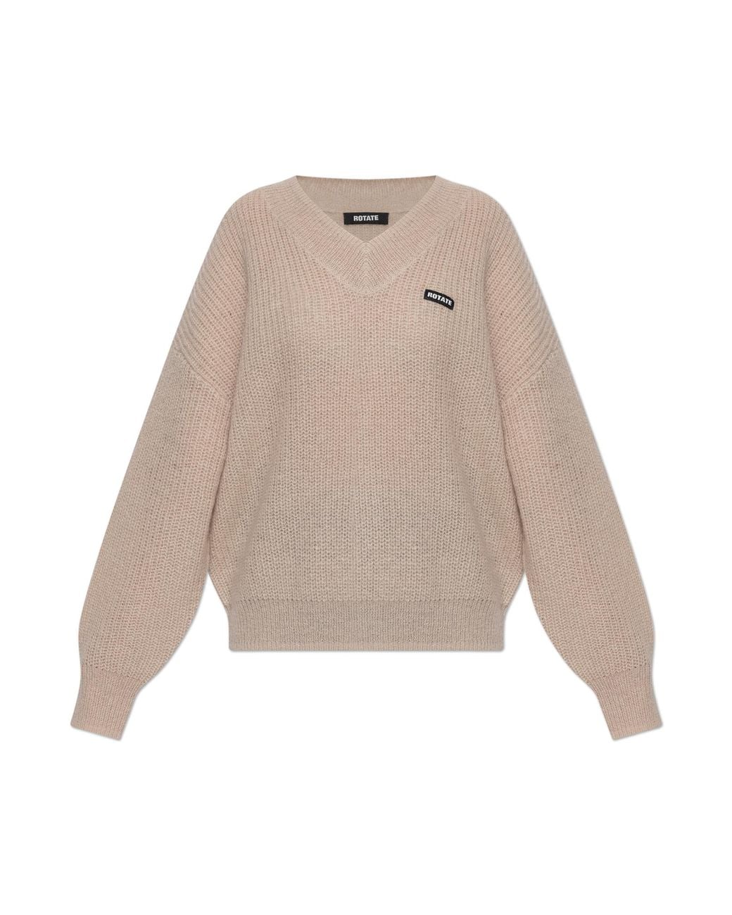 ROTATE BIRGER CHRISTENSEN Natural V-Neck Sweater