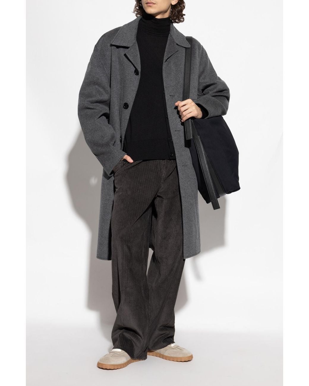 AMI Black Wool Cardigan With Embroidered Logo for men