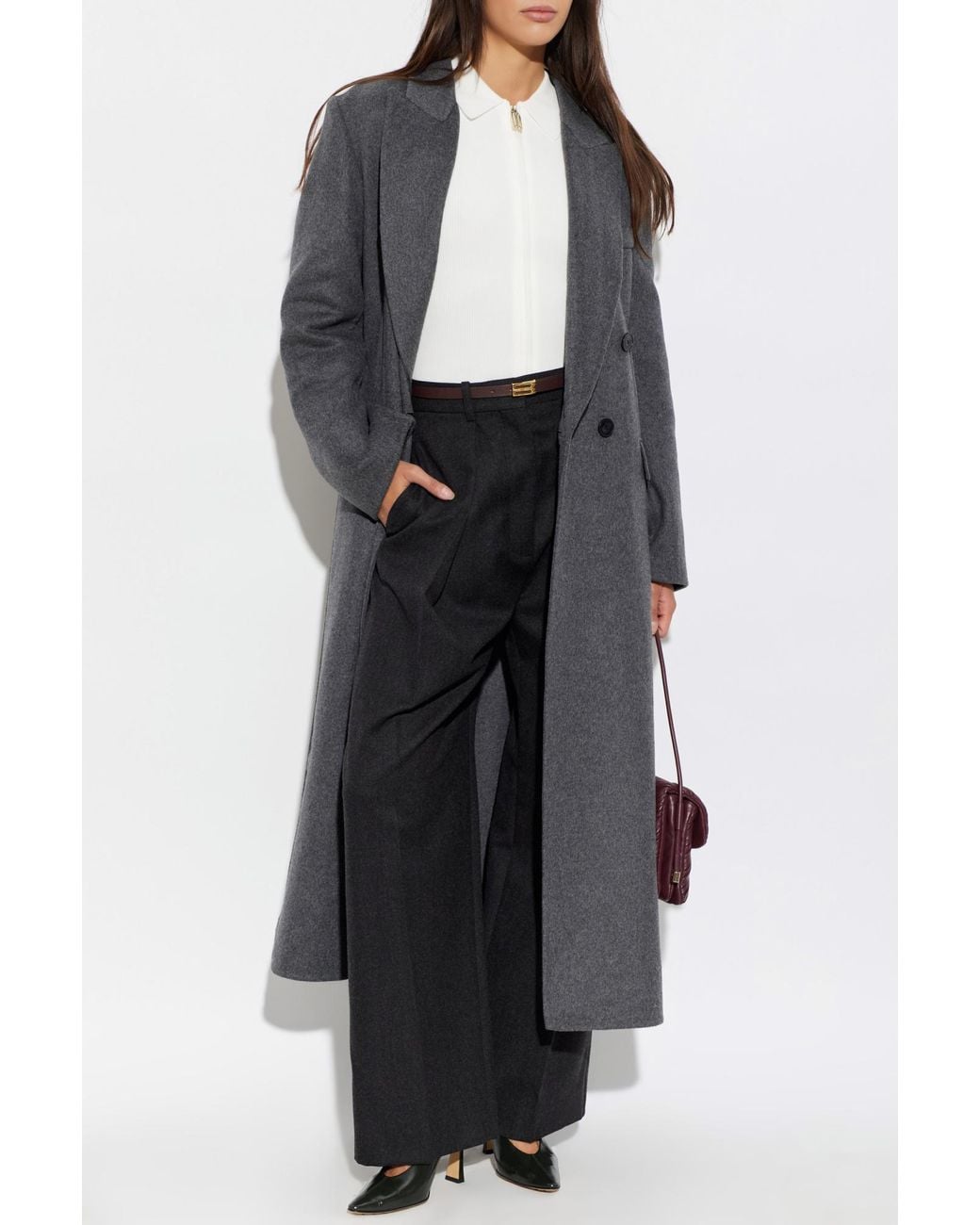 Victoria Beckham Black Wool Pleated Trousers