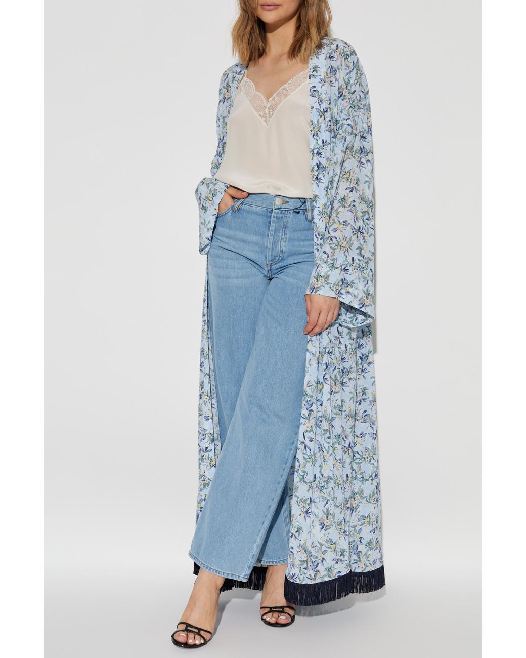 Zadig & Voltaire Blue Kimono With Floral Motif