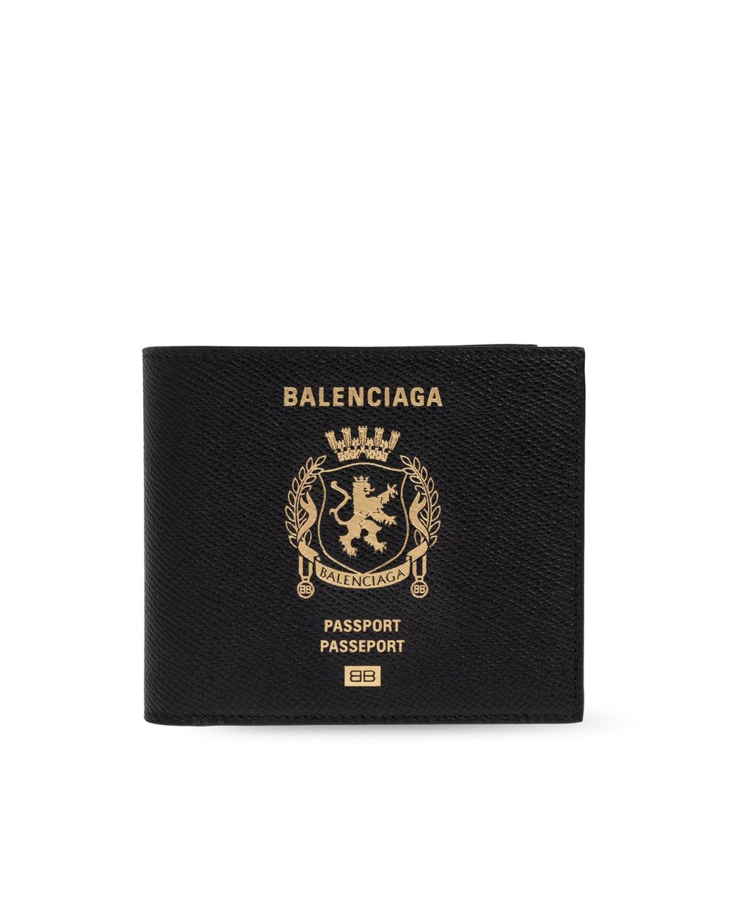 Balenciaga Black Leather Wallet With Print for men