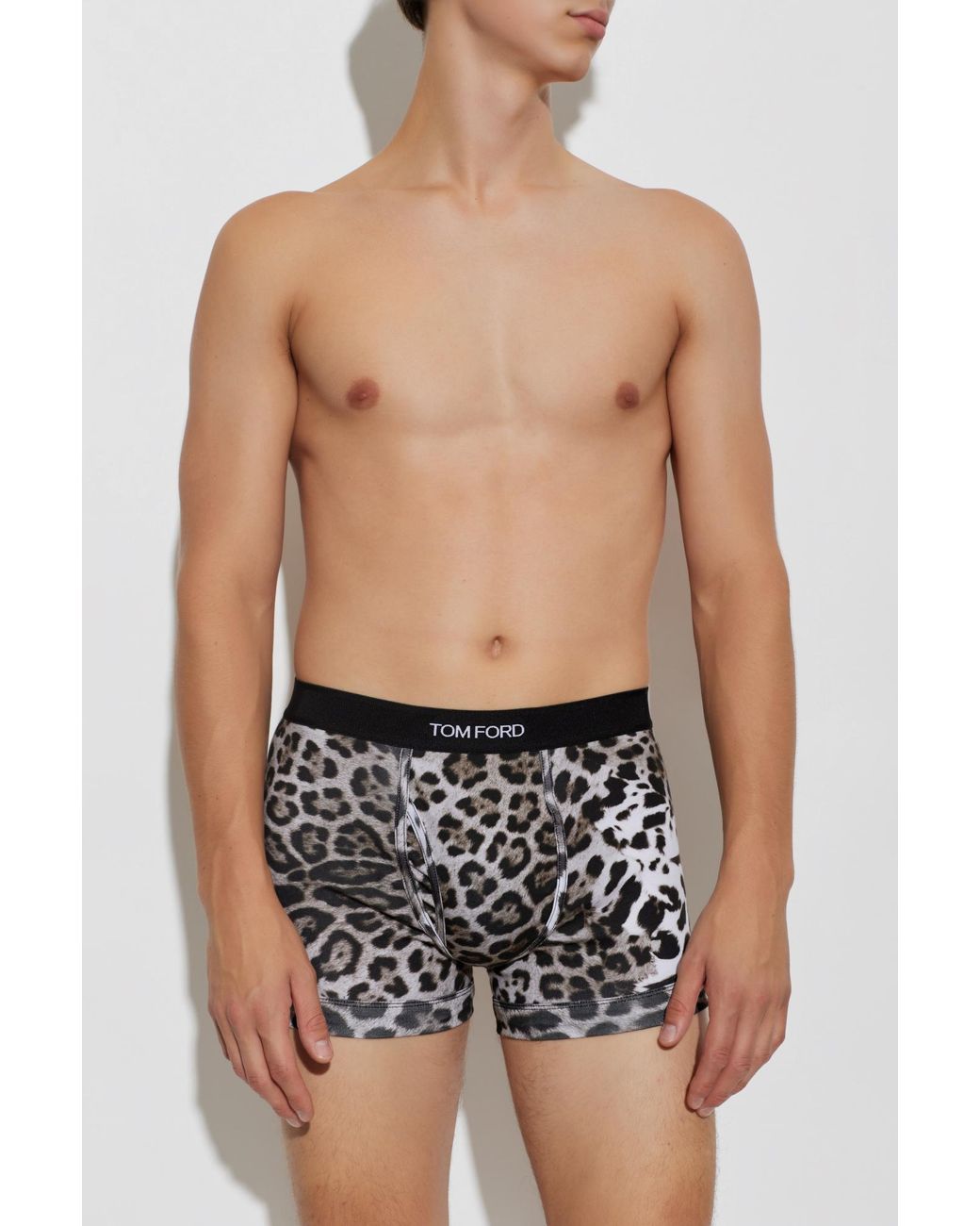 Tom Ford Black Cotton Boxers With Animal Motif for men