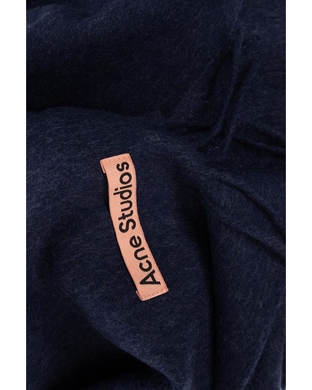 Acne Blue Wool Scarf With Fringing