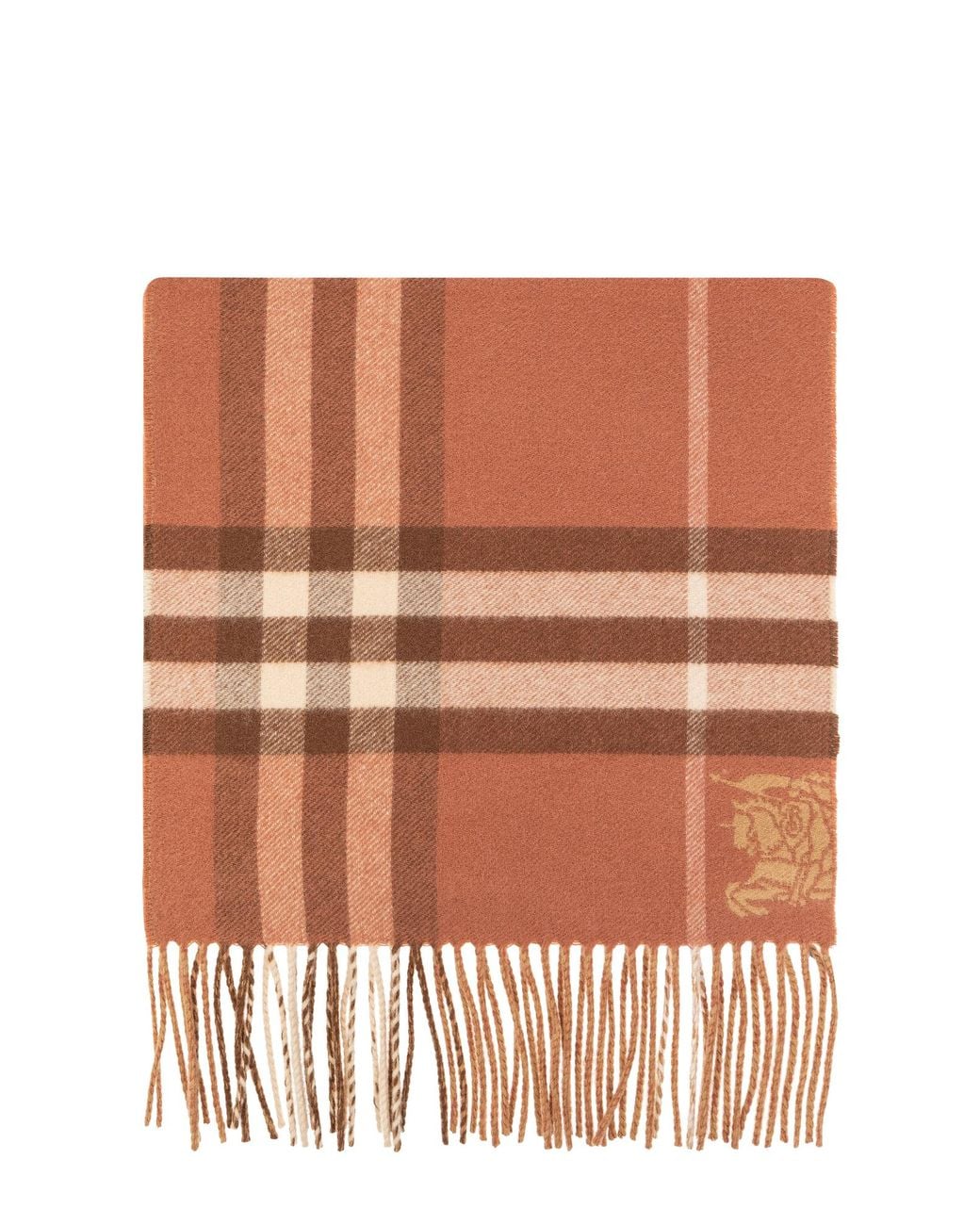 Burberry Brown Cashmere Checked Scarf