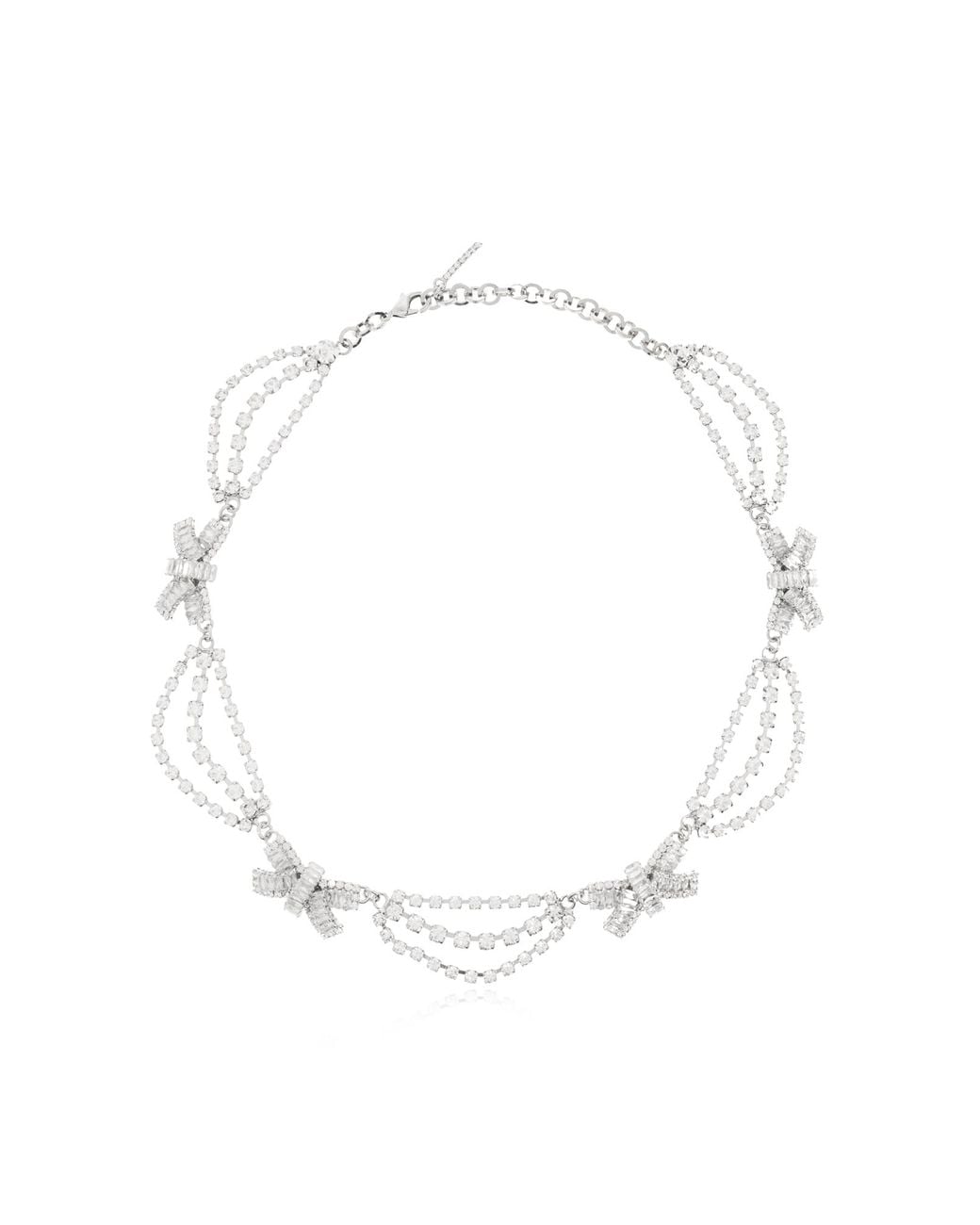 Alessandra Rich White Necklace With Crystals