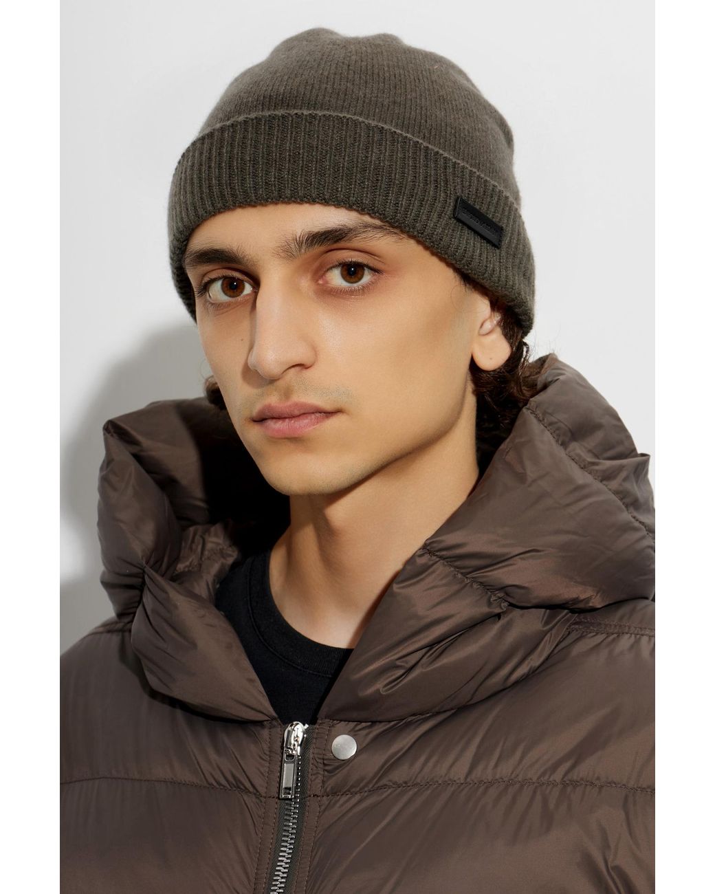 Emporio Armani Black Cashmere Beanie for men