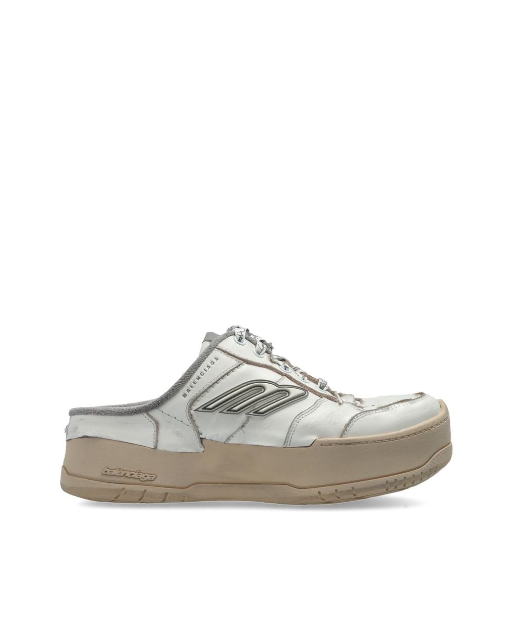Balenciaga Gray 'Hamptons Plat' Platform Mules