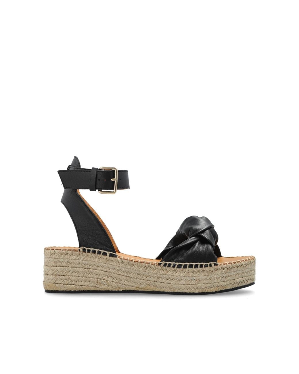Odissi Black Leather Platform Sandals