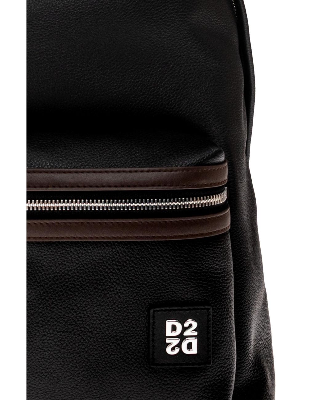 DSquared² Gray Leather Backpack With Logo for men