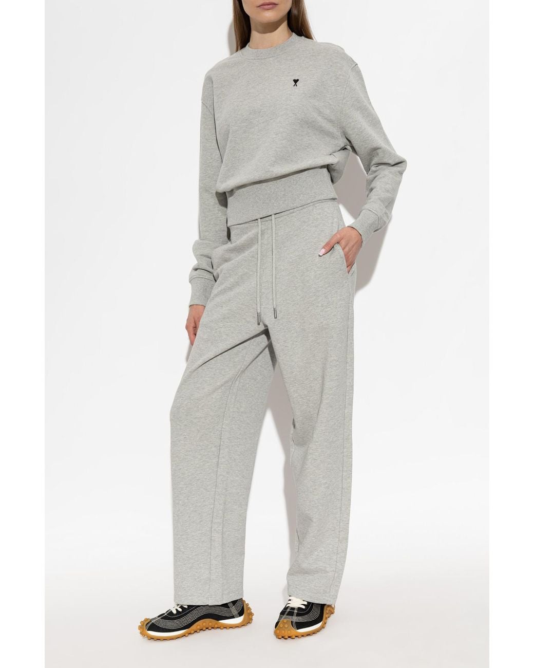 AMI Gray Sweatshirt With Embroidered Logo