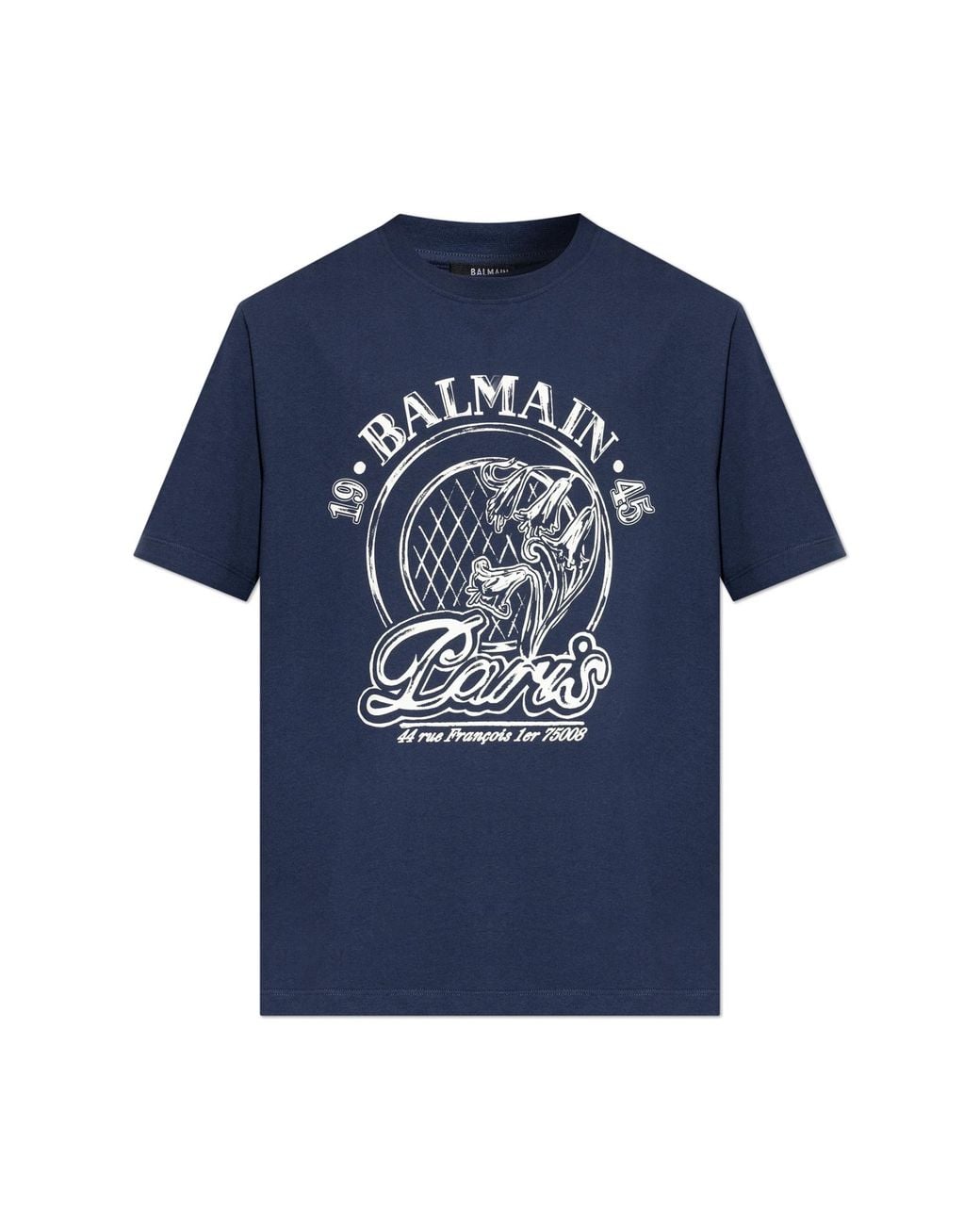 Balmain Blue T-Shirt With Print for men