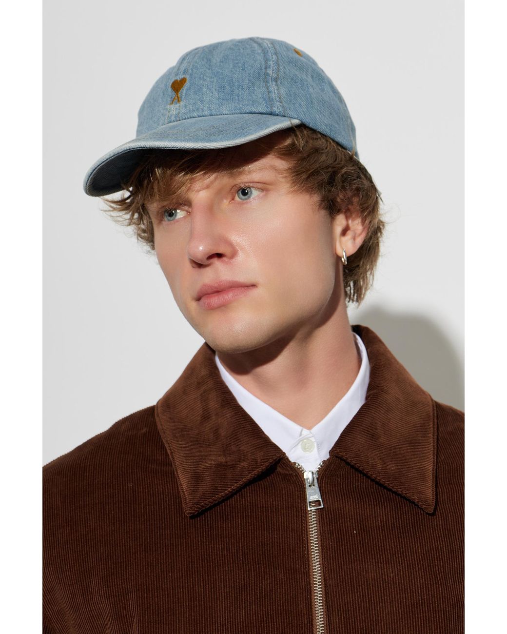 AMI Brown Denim Baseball Cap