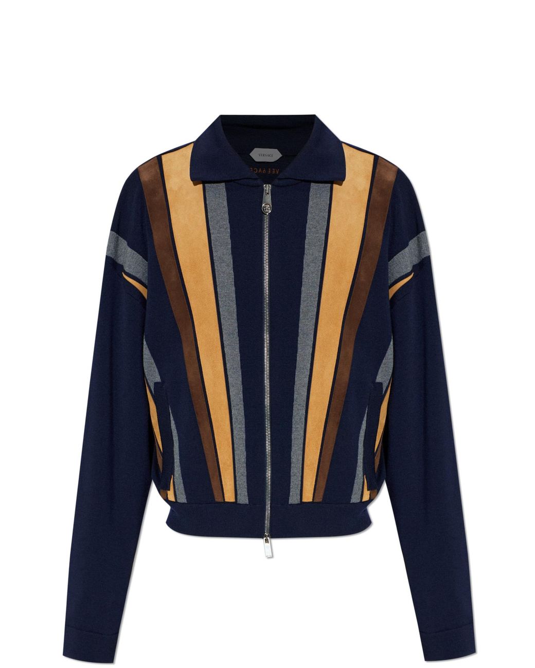 Versace Blue Cardigan With Leather Inserts for men
