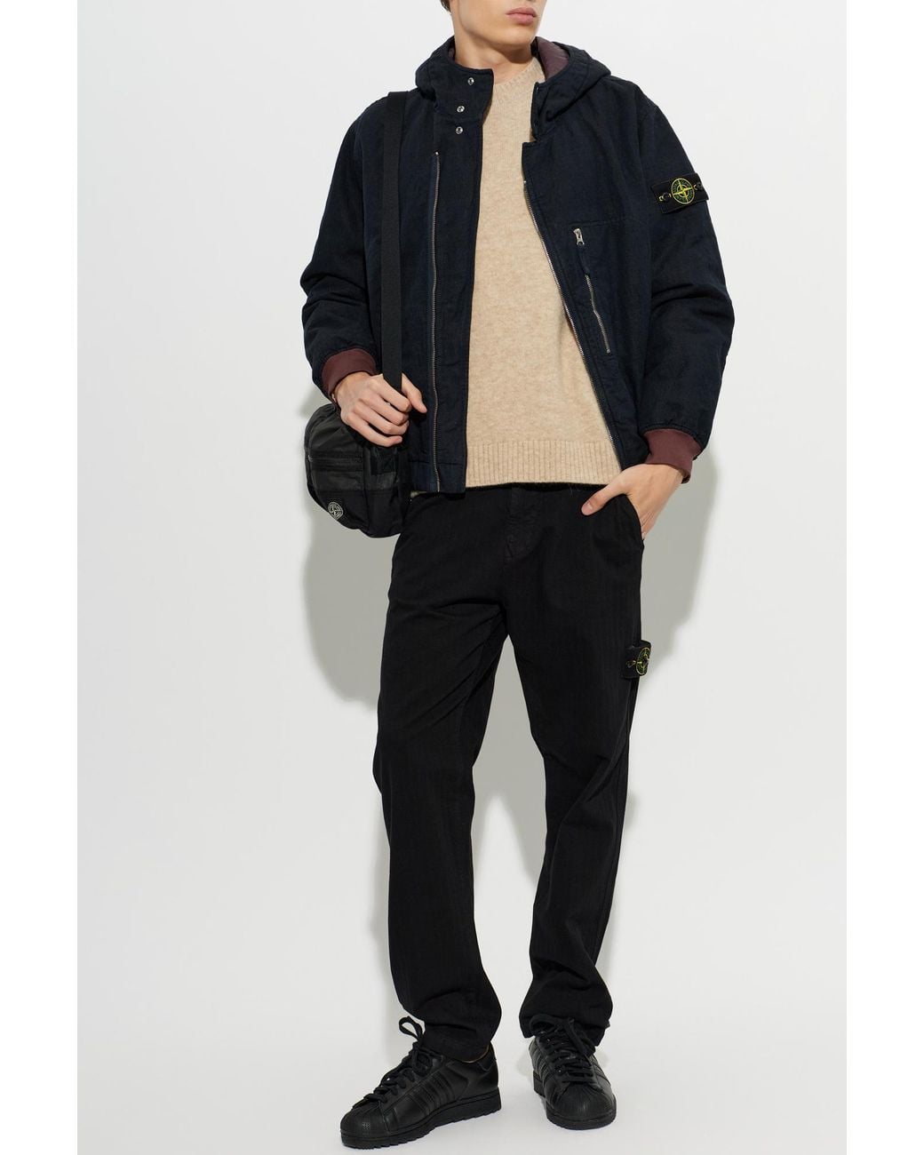 Stone Island Blue Insulated Hooded Jacket for men