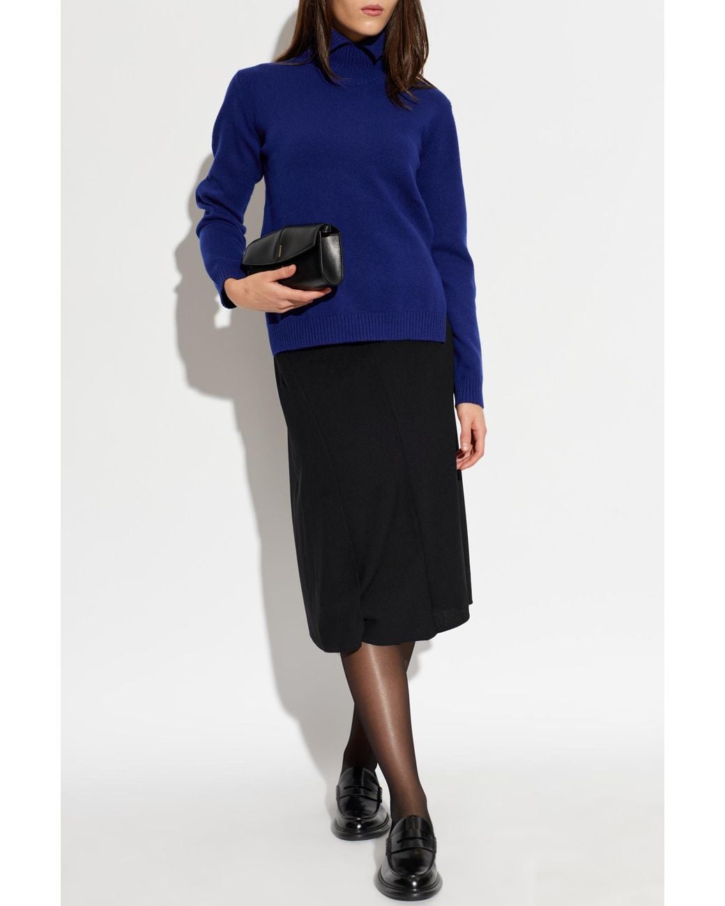 Jil Sander Blue Wool Turtleneck