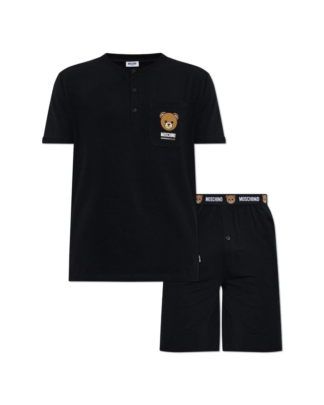 Moschino Black Two-Piece Pyjama Set From The 'Active' Line for men