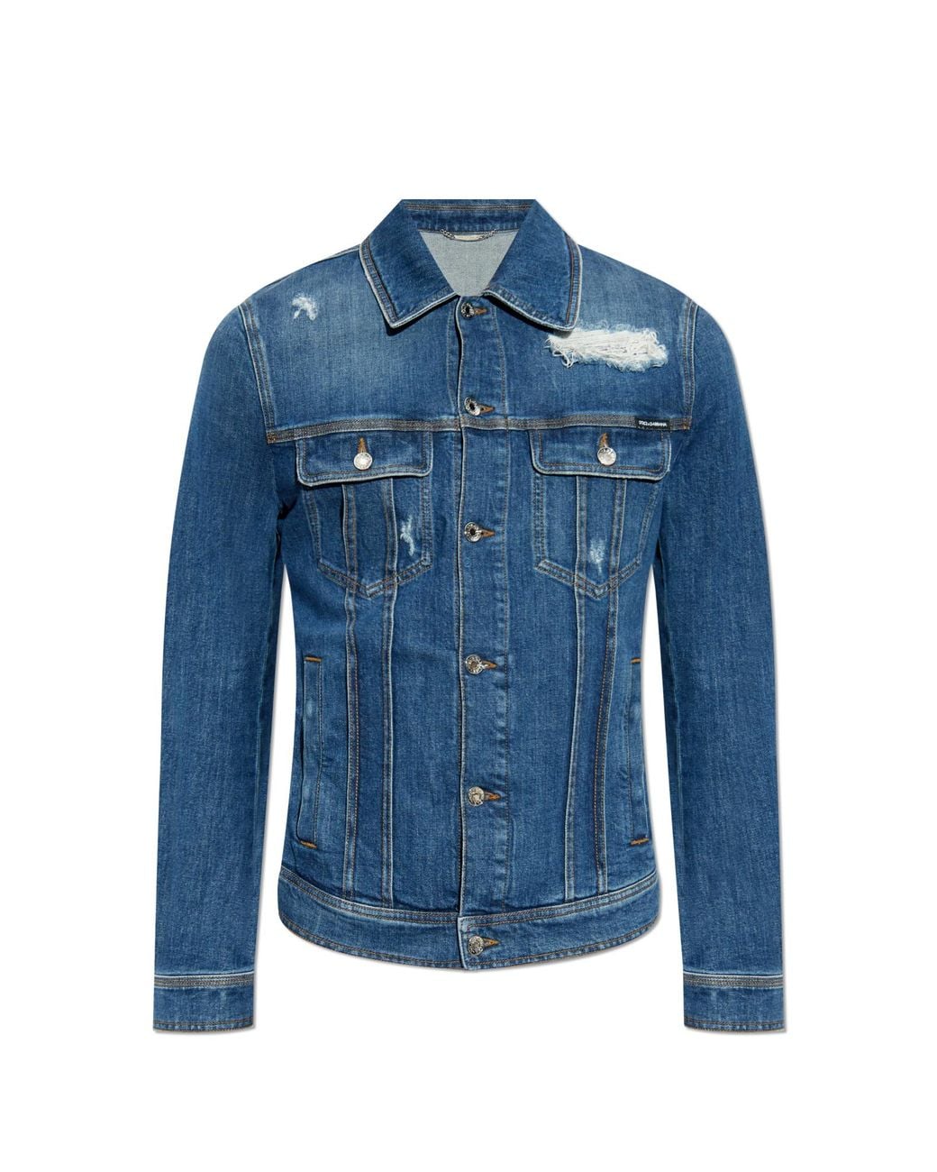 Dolce & Gabbana Blue Denim Jacket With Vintage Effect for men