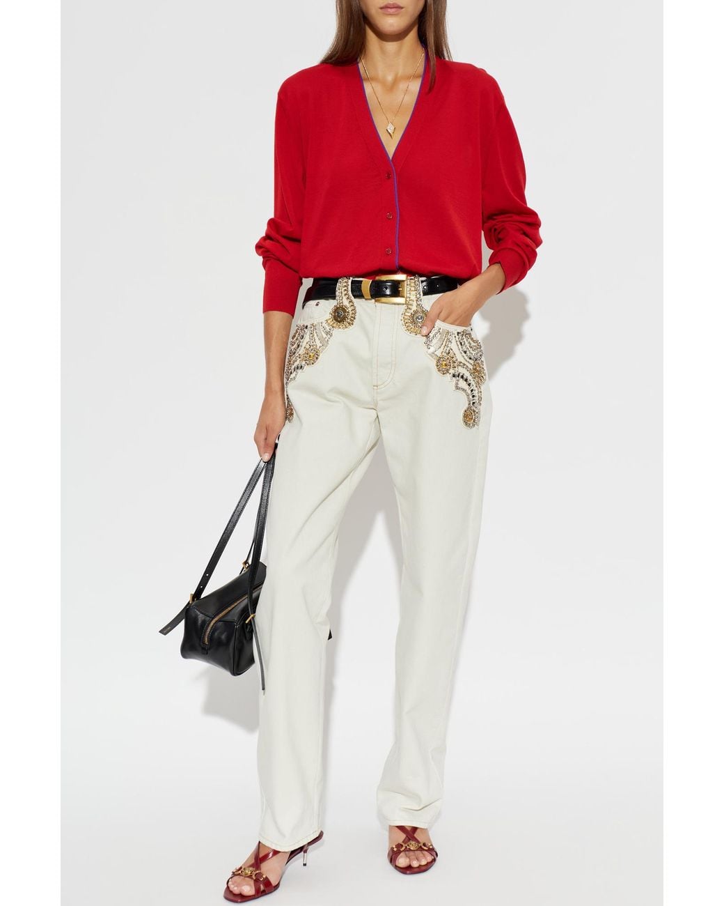 Versace Red Wool Cardigan
