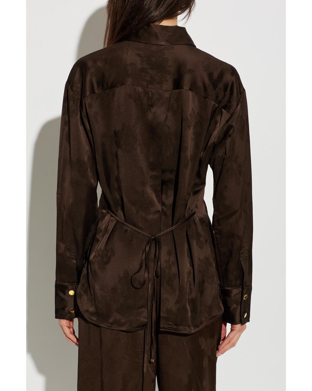 Ganni Brown Shirt With Drawstrings