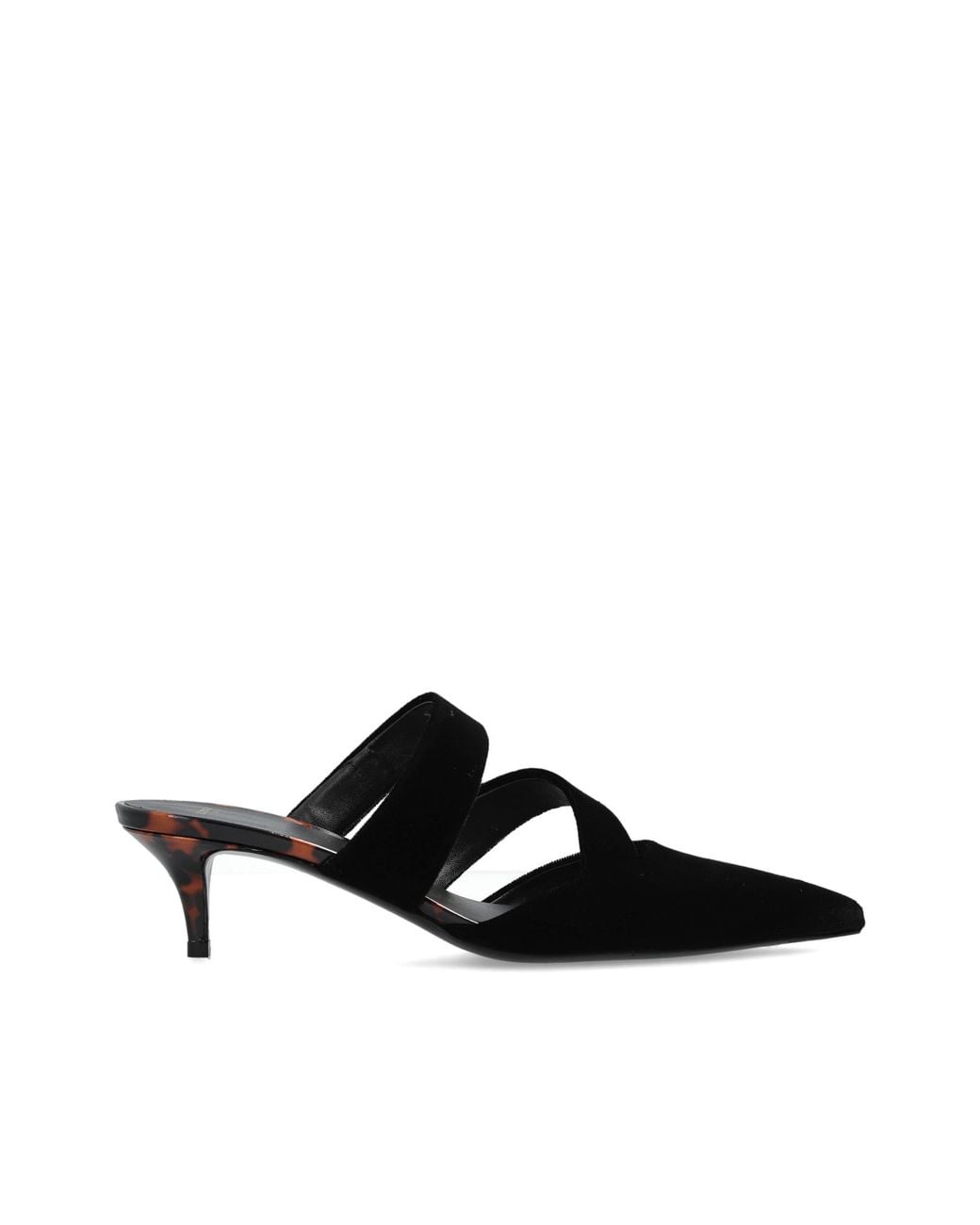 Balmain Black Leather Heeled Mules