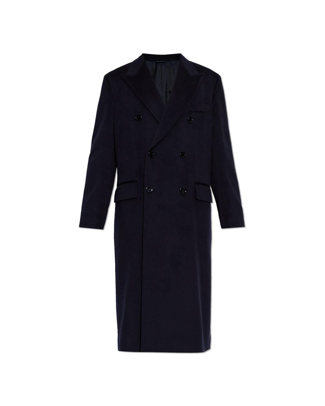 Dolce & Gabbana Blue Wool Coat With Single Vent for men