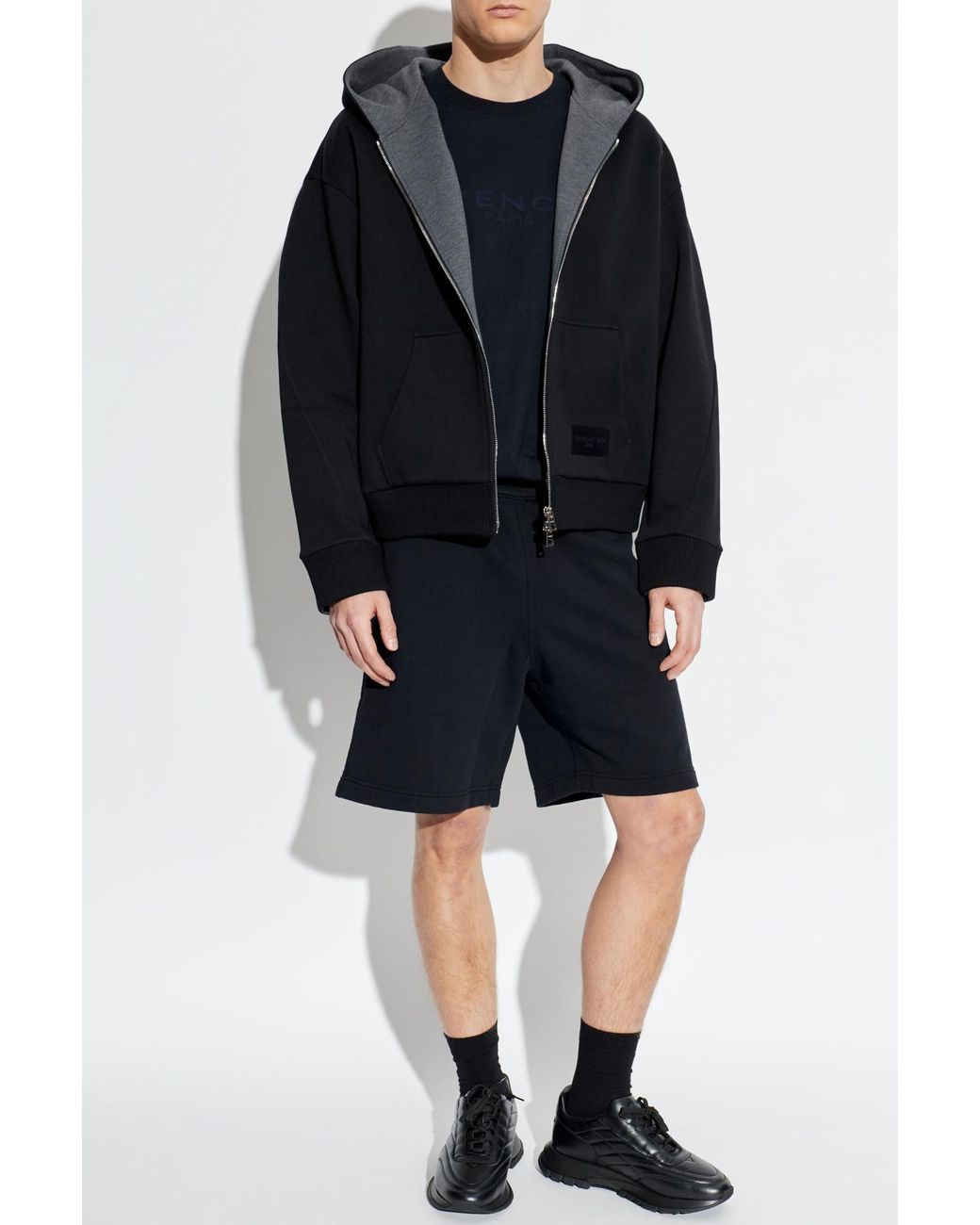 Givenchy Blue Shorts With Logo Patch for men